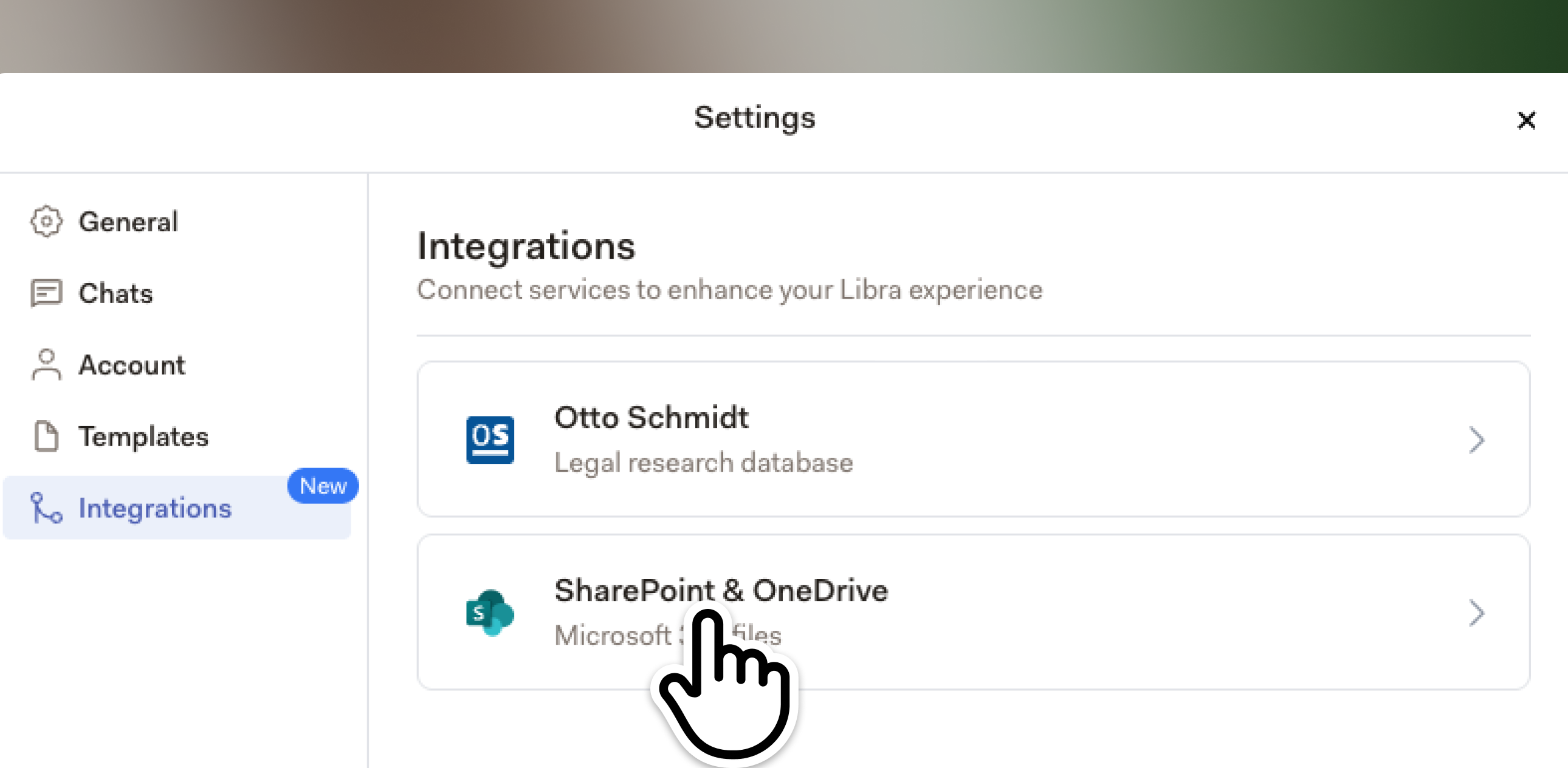 SharePoint connection settings showing status and management options