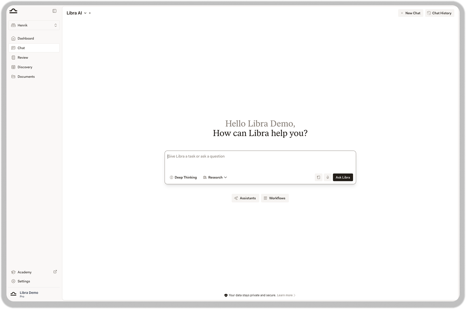 Libra chat interface showing the input field and conversation area