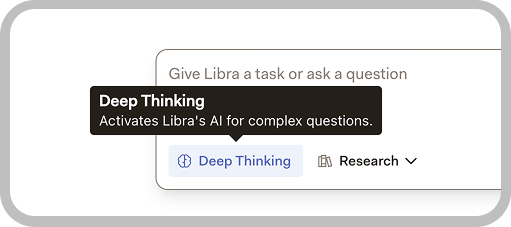 Deep Thinking mode toggle in the Libra chat interface