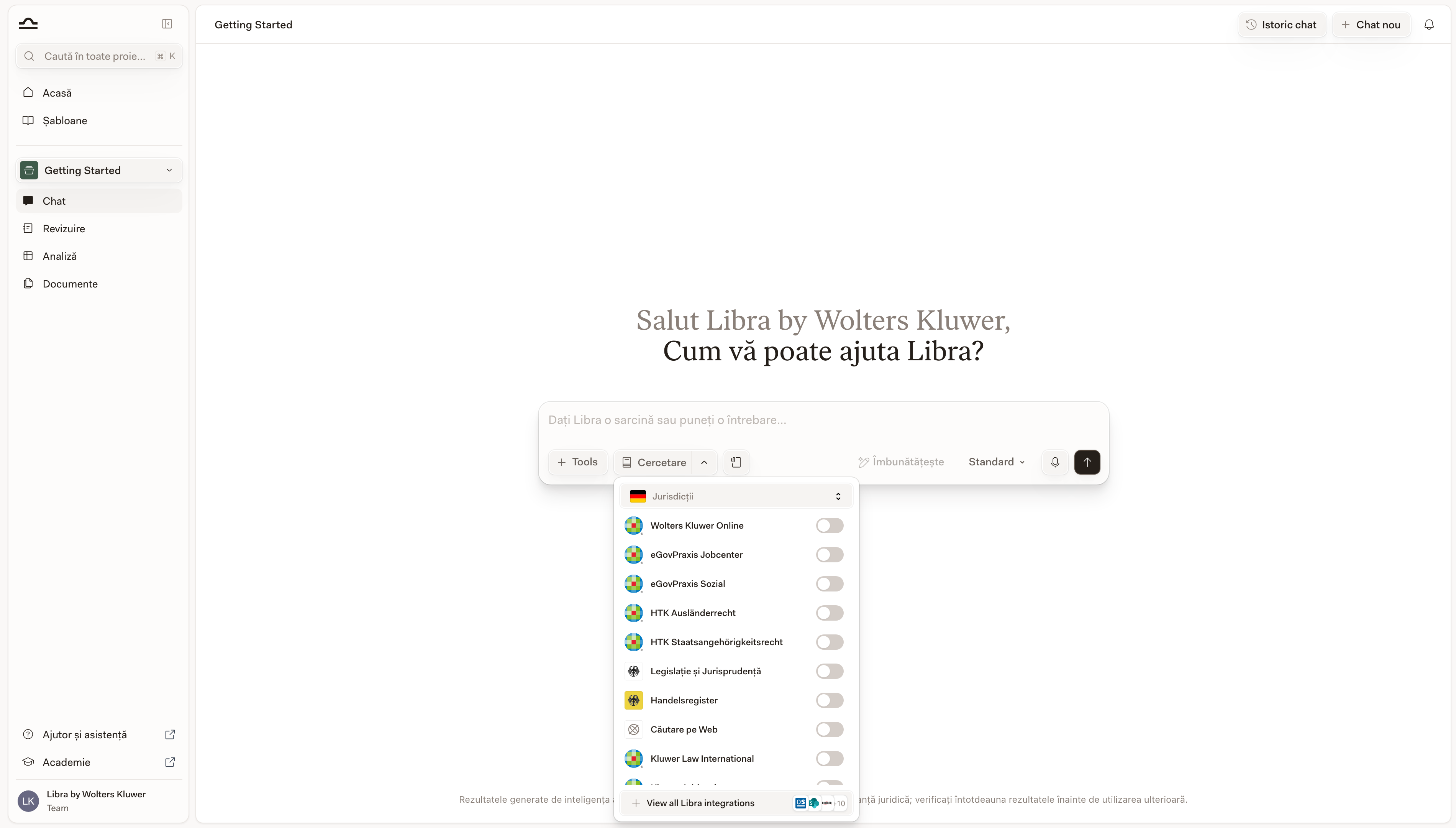Lista surselor de cercetare cu mai multe baze de date activate