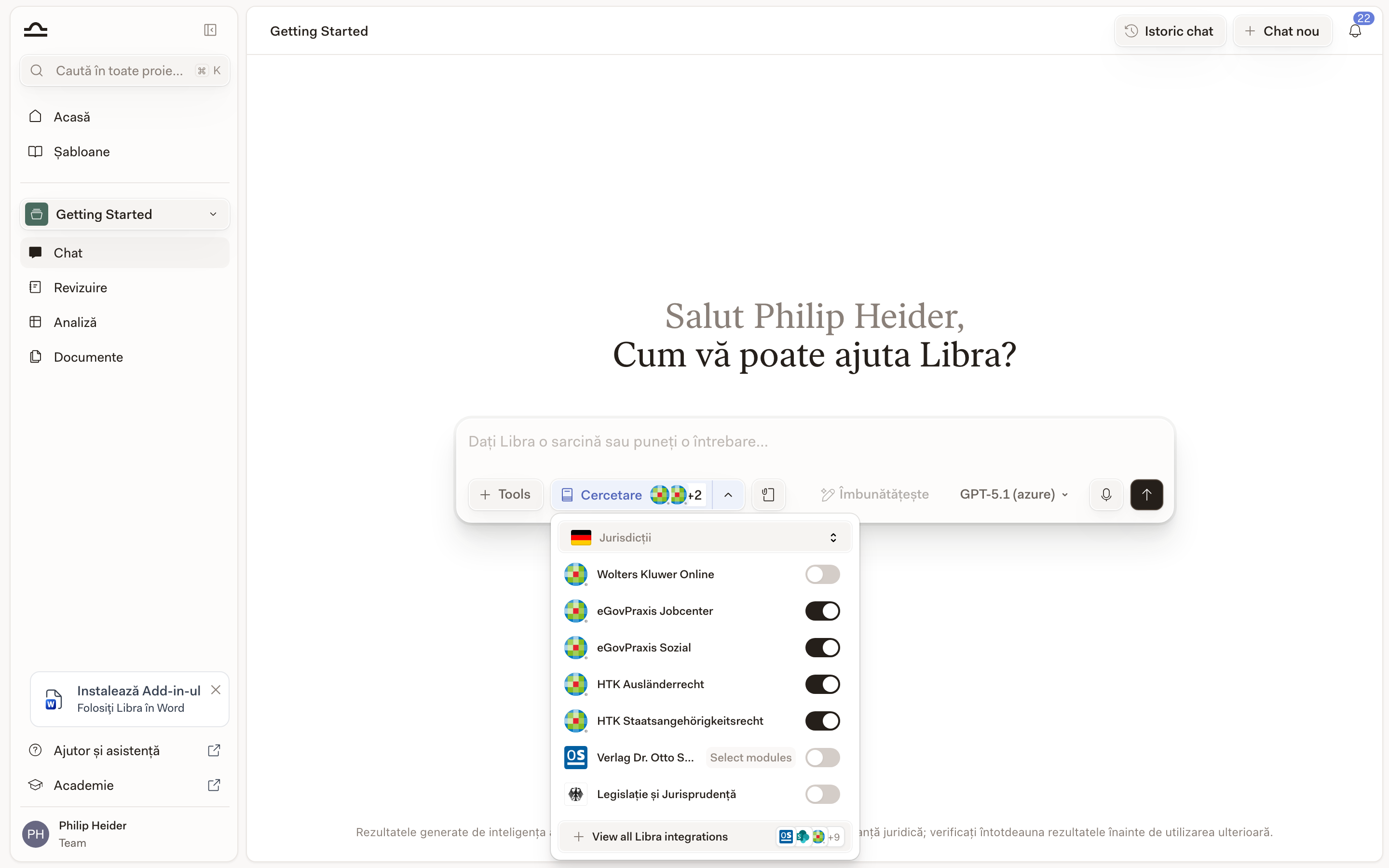 Selectorul de surse Cercetare cu Wolters Kluwer Online disponibil
