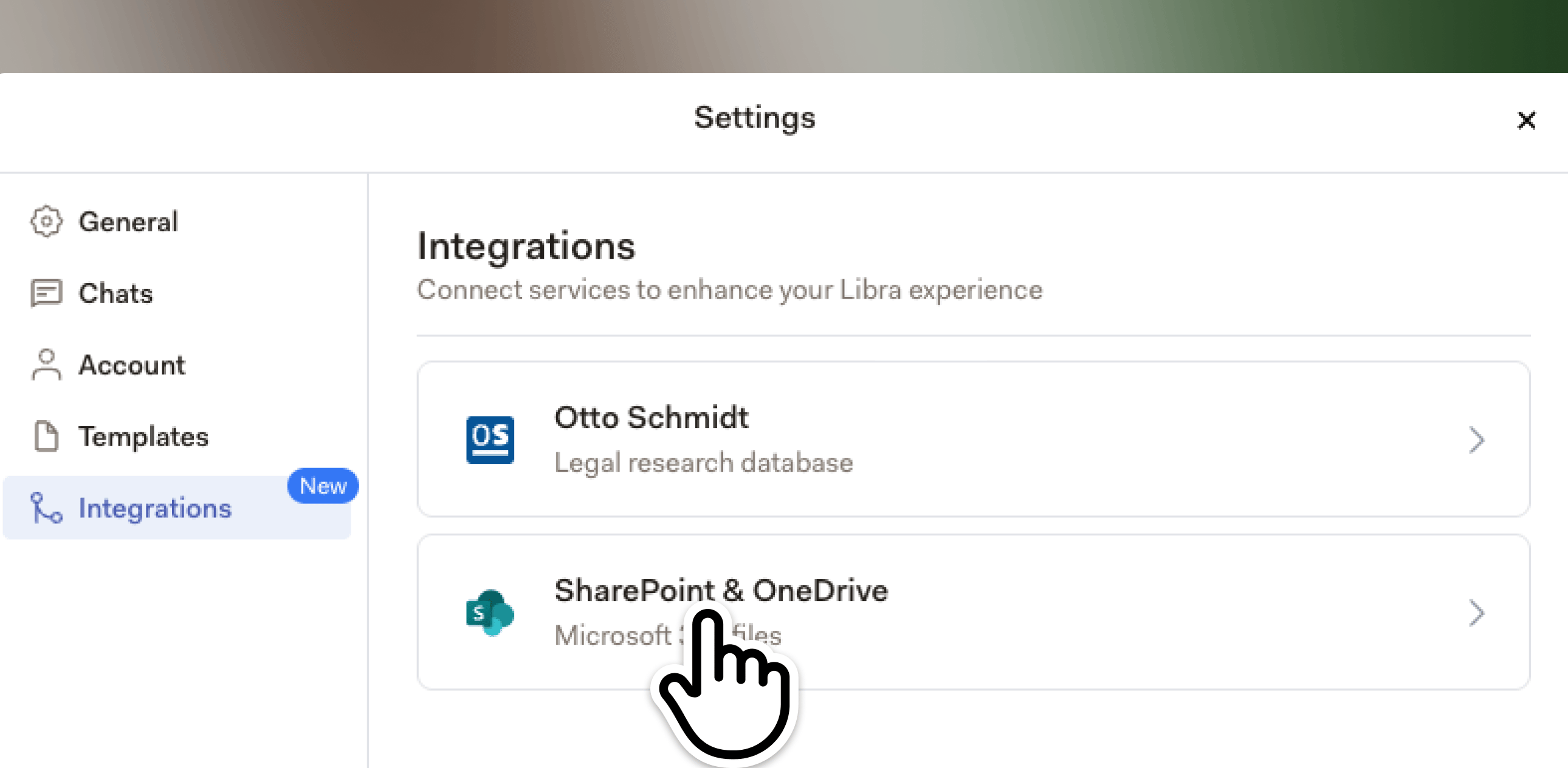 A SharePoint-kapcsolat beállításai, az állapot és a kezelési lehetőségek megjelenítésével