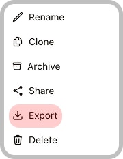Chat options menu with Export option highlighted