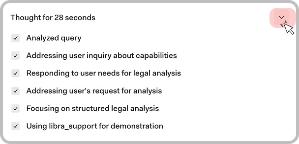 Expanded actions box showing reasoning steps