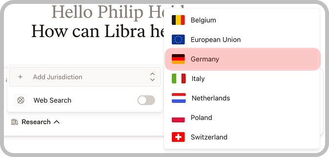 List of available jurisdictions based on subscription