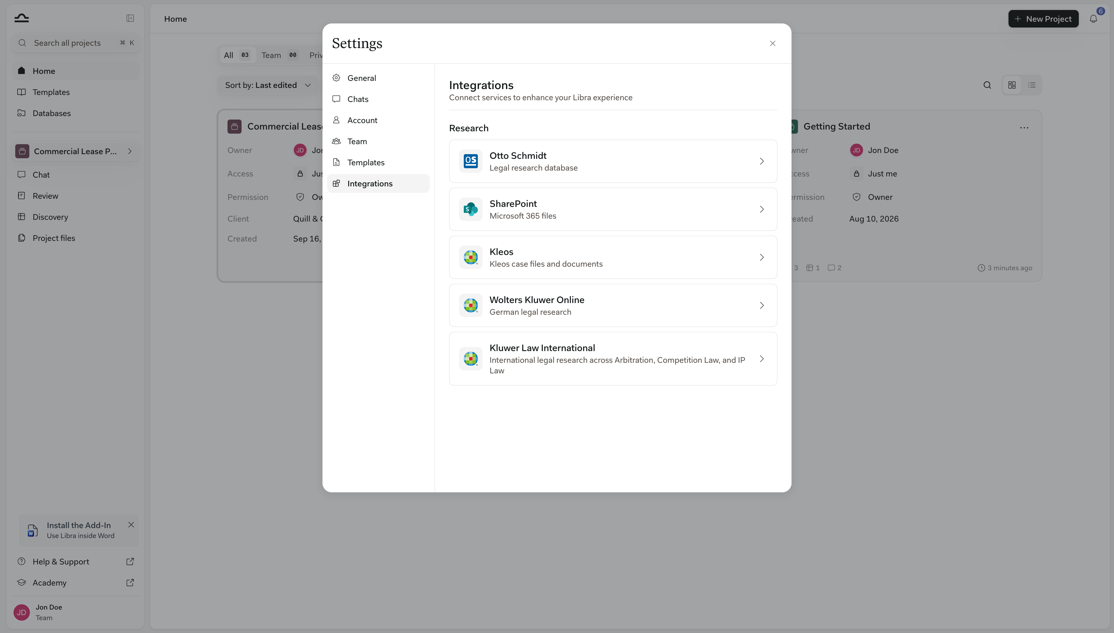 Tab „Integrationseinstellungen”