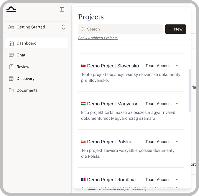 Projects overview in Libra showing organized workspaces