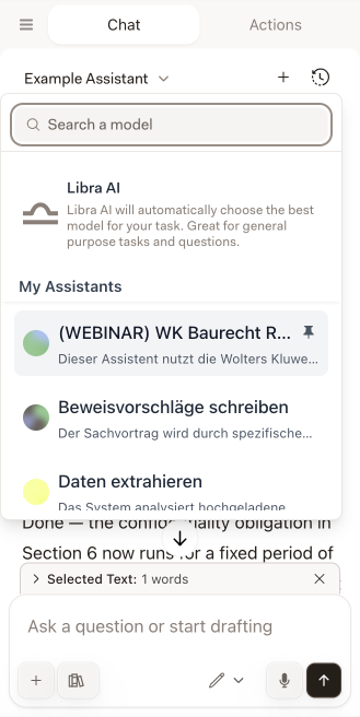 Pin-Symbol, das beim Überfahren eines Assistants in der Word-Auswahlliste neben dem Namen erscheint
