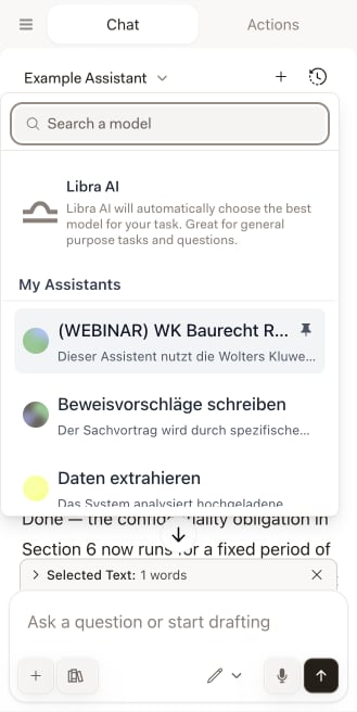 Pin-Symbol, das beim Überfahren eines Assistants in der Word-Auswahlliste neben dem Namen erscheint