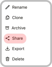 Chat options menu with Share option highlighted
