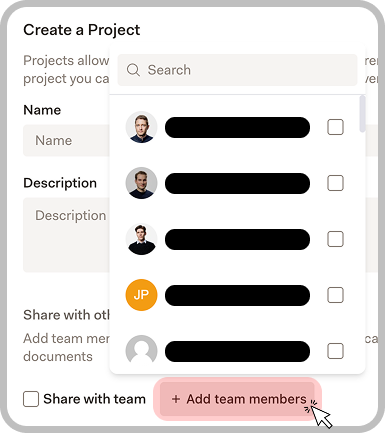 Share project with team members