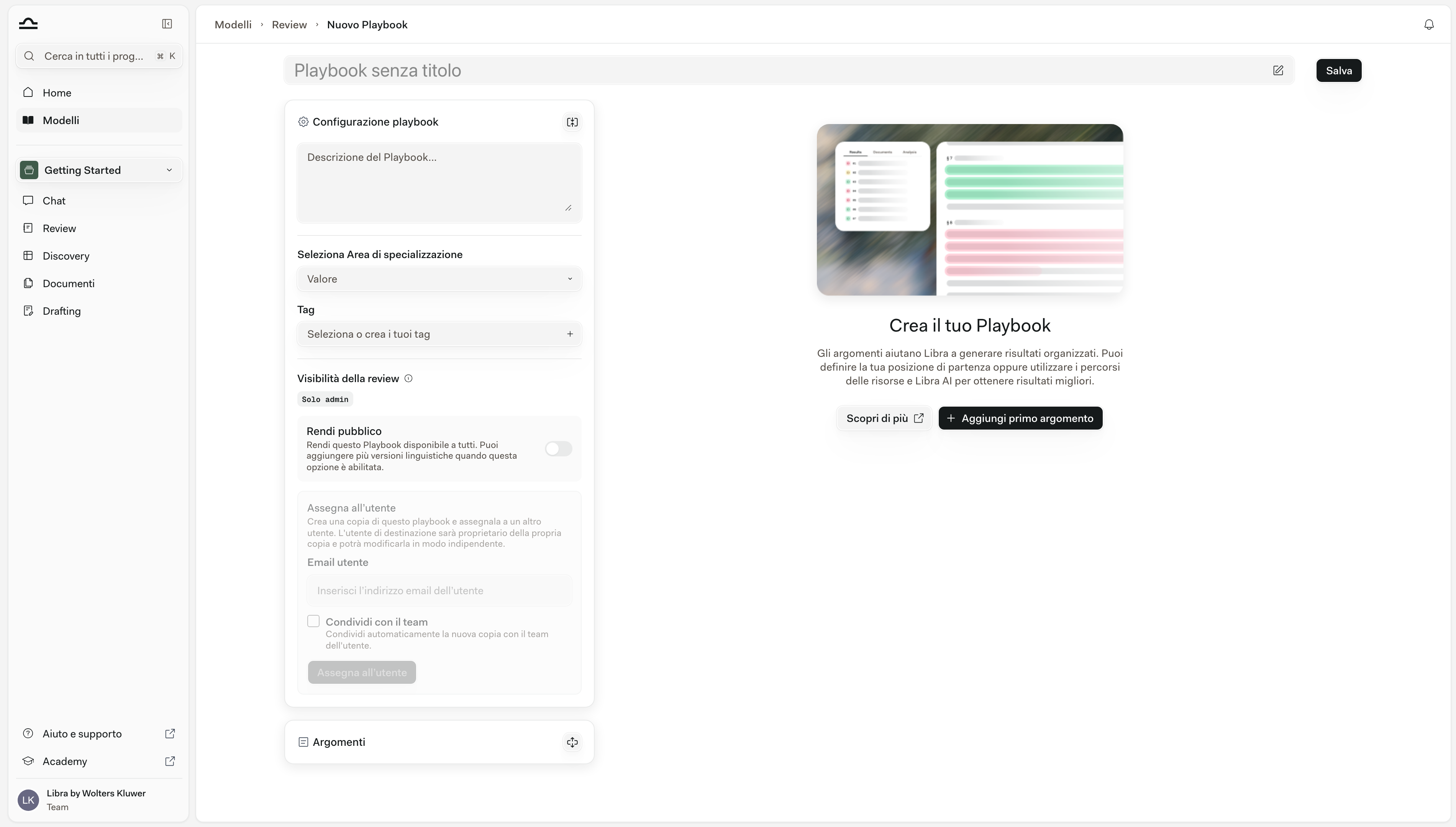 Editor del Playbook a schermo intero per una Review di un NDA reciproco, con l'Argomento Durata della riservatezza espanso: una Posizione iniziale con una Regola e, sotto di essa, un campo Linguaggio Ideale, una Posizione Fallback con il proprio Linguaggio Ideale e, più in basso, la Posizione Non accettabile con il solo comando Aggiungi regola