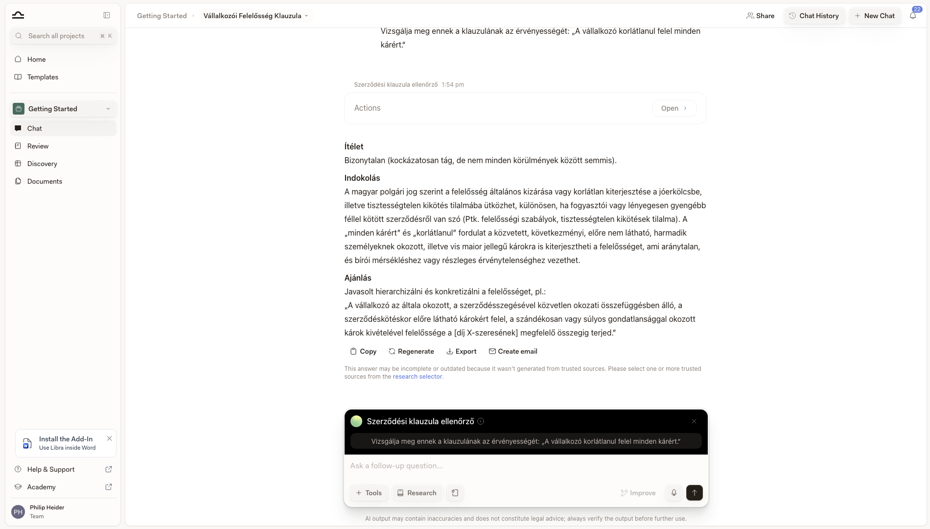 Assistant-beszélgetés a konfiguráción alapuló strukturált válasszal
