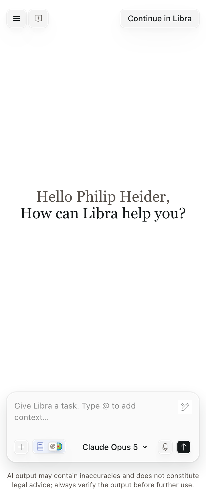 Libra widget rendered without the SDK headbar, showing no Libra wordmark and no close button