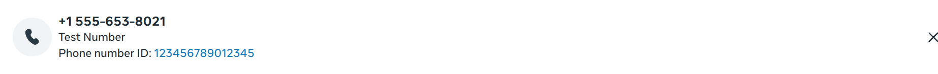 Example registered WhatsApp number with its Phone number ID