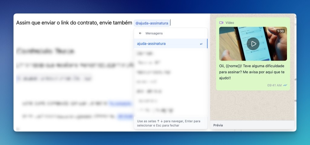 Seleção de template no prompt da LíderHub
