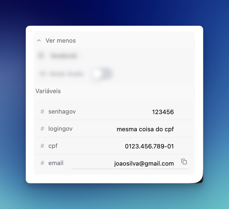 Variáveis personalizadas