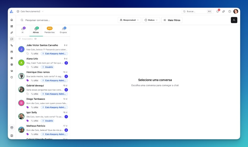 Visualização de conversas na LíderHub