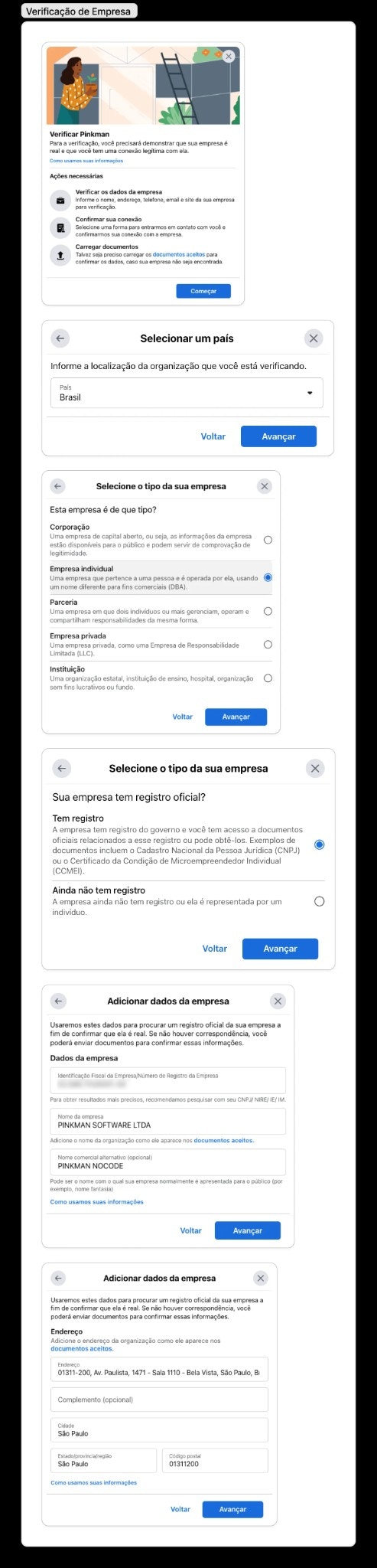 Processo de validação da Business Manager