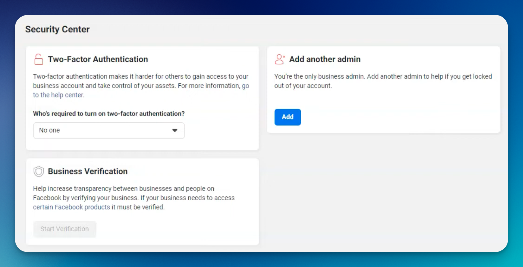 Central de Segurança - início da validação