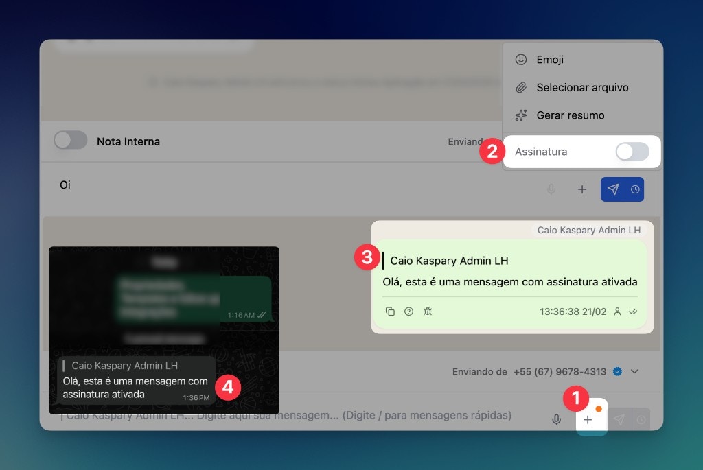 Assinatura de mensagem na LíderHub