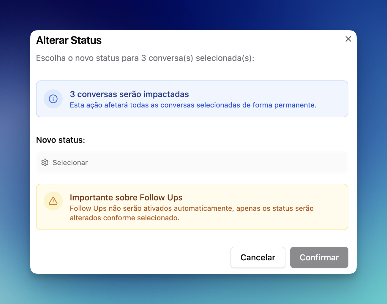 Alterar status em massa na LíderHub
