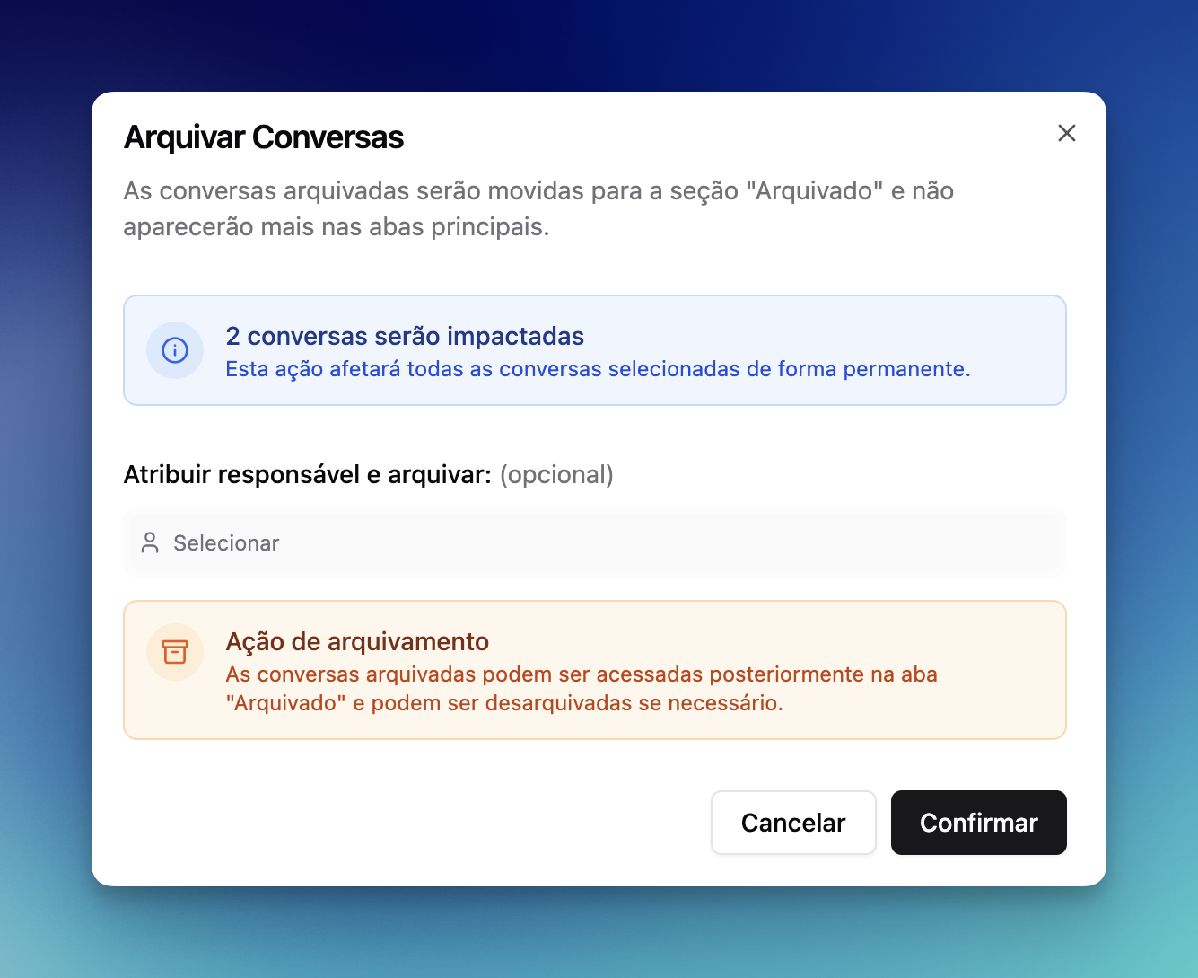 Arquivar conversas em massa na LíderHub