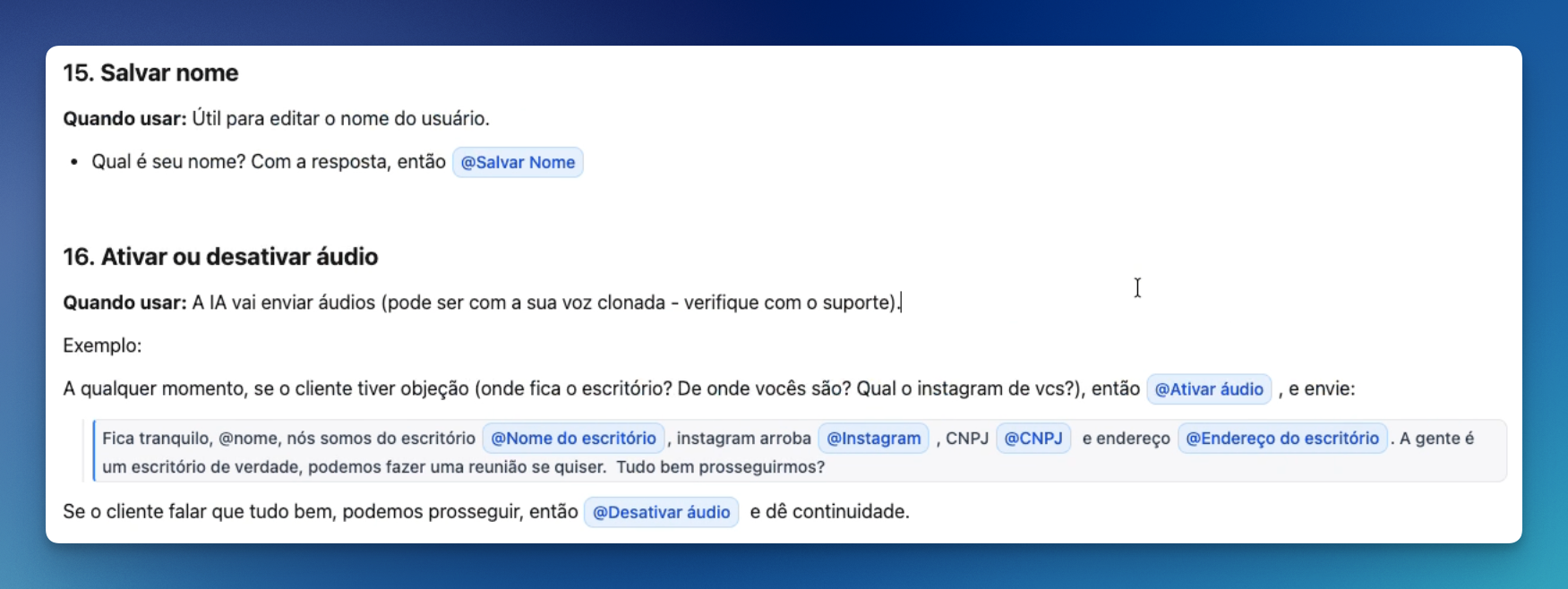 Menções no prompt na LíderHub