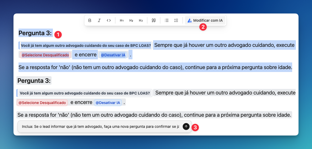 Modificar prompt com IA na LíderHub