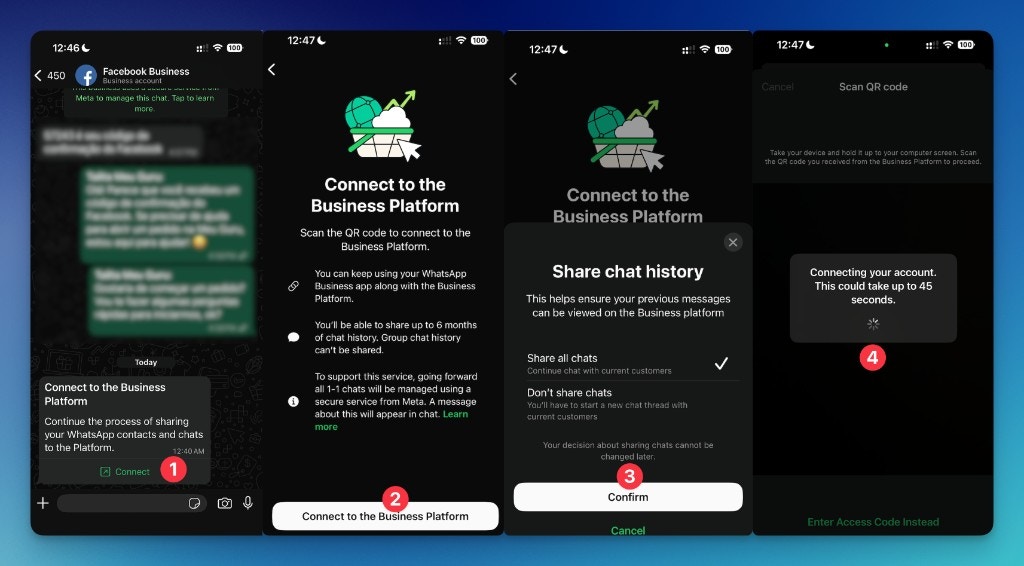 Etapas no celular para coexistência