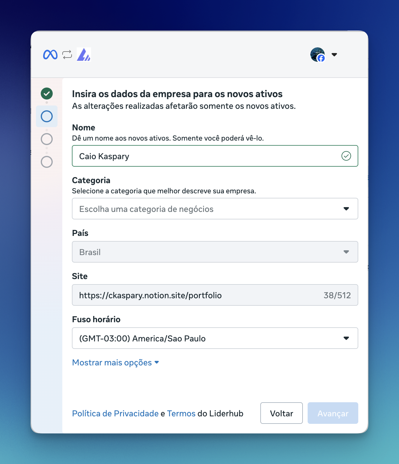 Dados da empresa para novos ativos