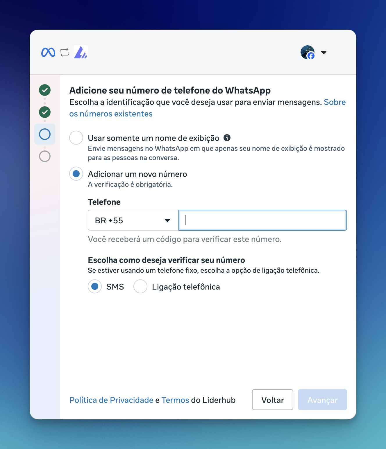 Adicionar novo número com verificação