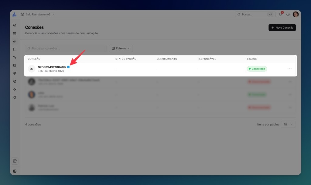 Número conectado via API Oficial na LíderHub