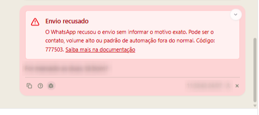 Aviso de "Envio recusado" na LíderHub com o código 777503