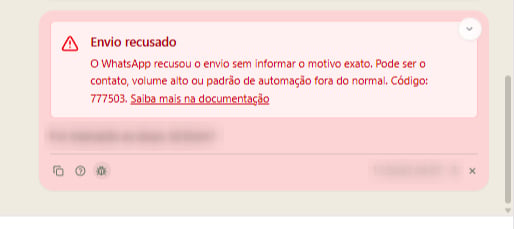 Aviso de "Envio recusado" na LíderHub com o código 777503