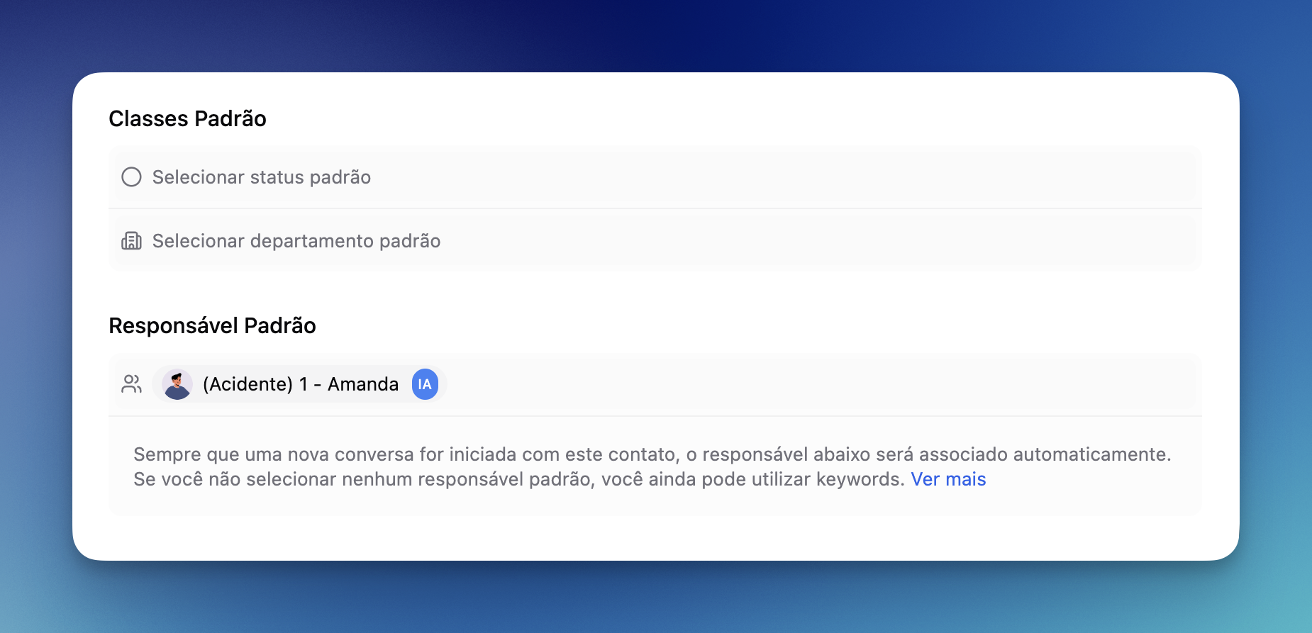Configurações da conexão na LíderHub