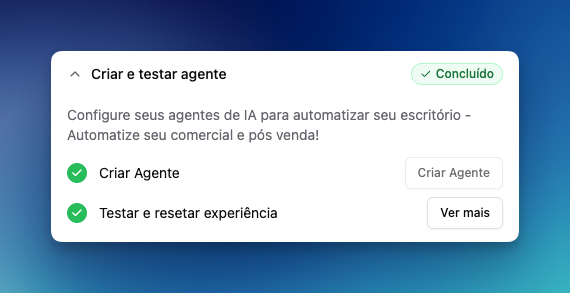 Etapa Criar e testar agente: Criar Agente e Testar e resetar experiência