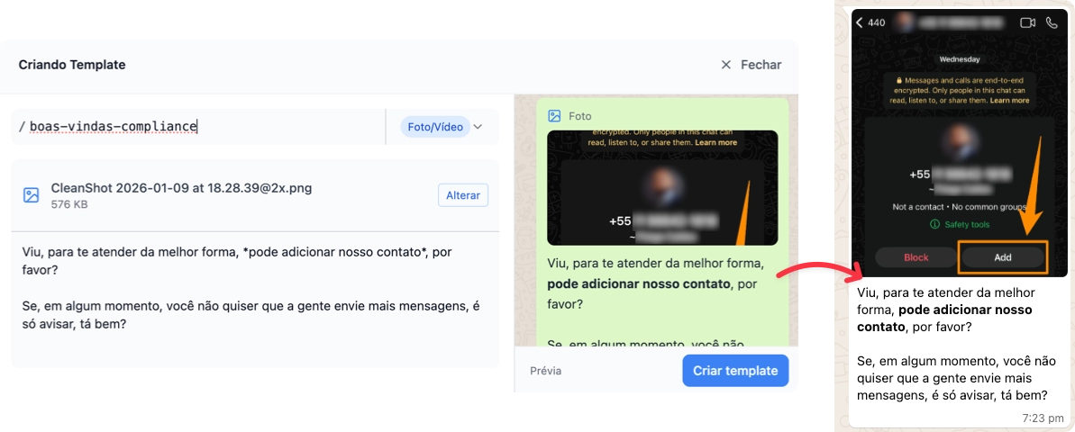 Exemplo de template de boas-vindas com compliance na LíderHub