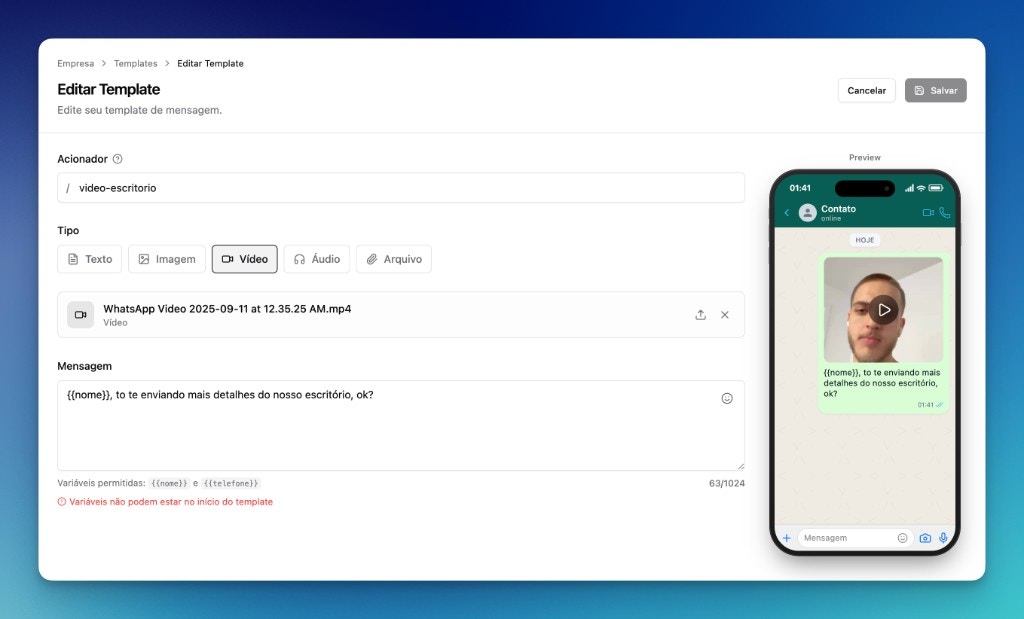 Editar template na LíderHub