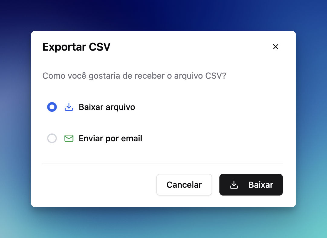 Exportar contatos em CSV na LíderHub