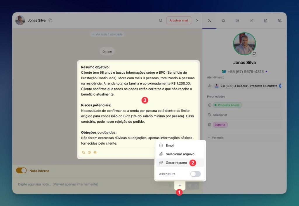 Gerar resumo na LíderHub