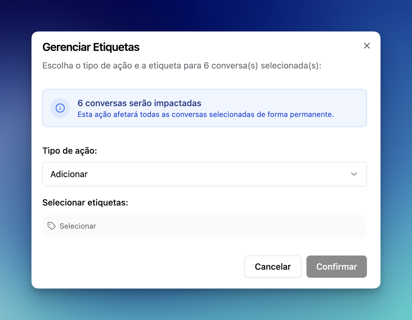Gerenciar etiquetas em massa na LíderHub