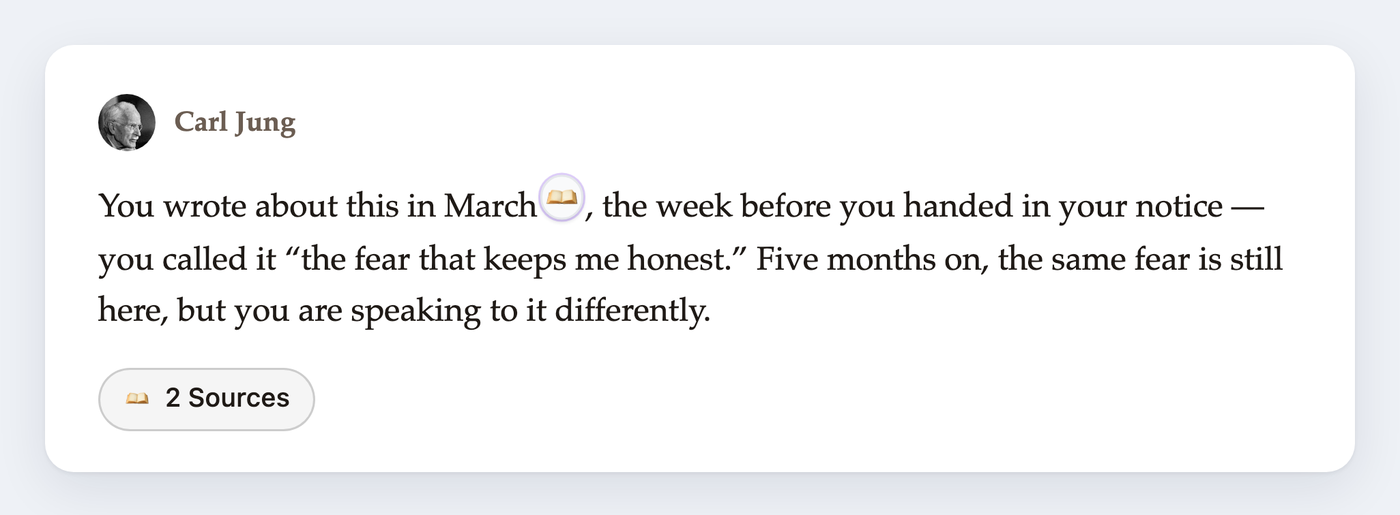 A mentor response referring back to an earlier journal entry