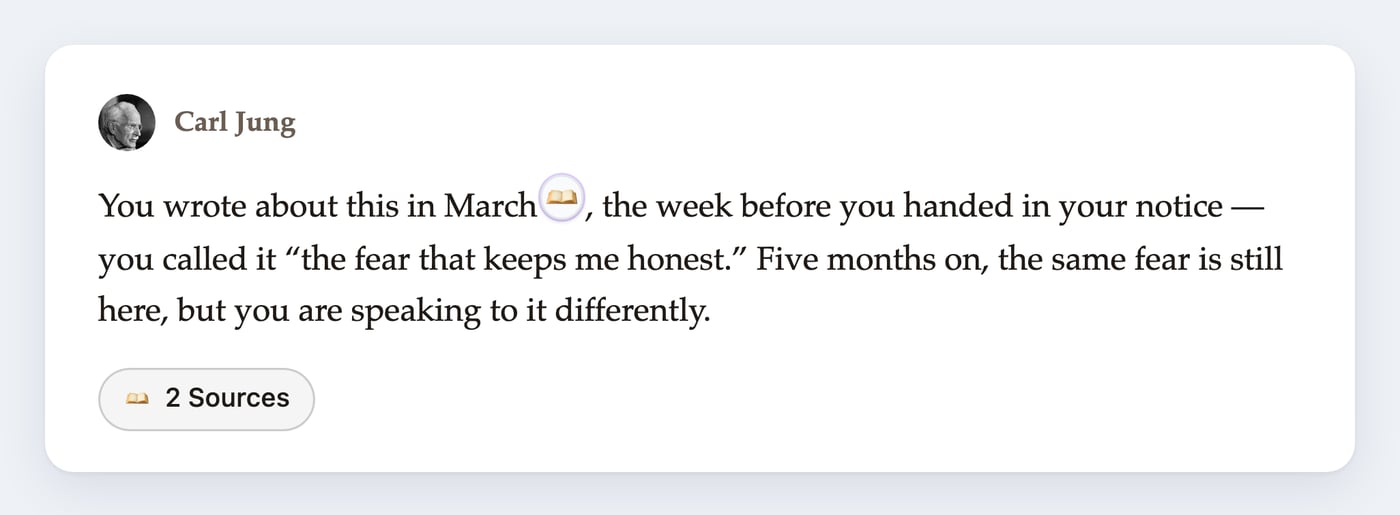 A mentor response referring back to an earlier journal entry