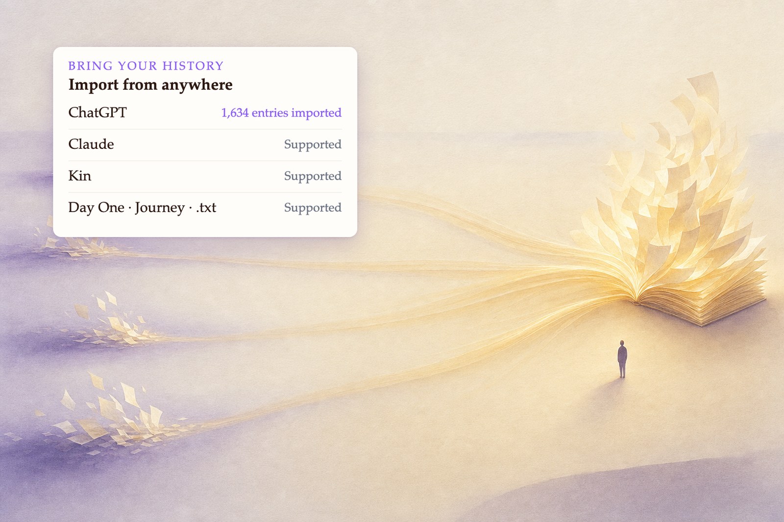 Your history, arriving whole