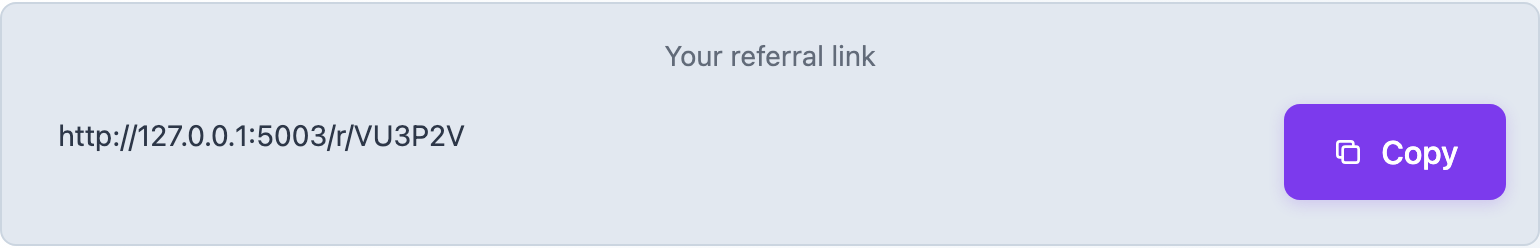 Referral link in Settings