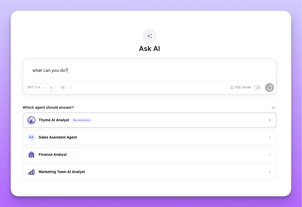 Picker showing candidate agents
