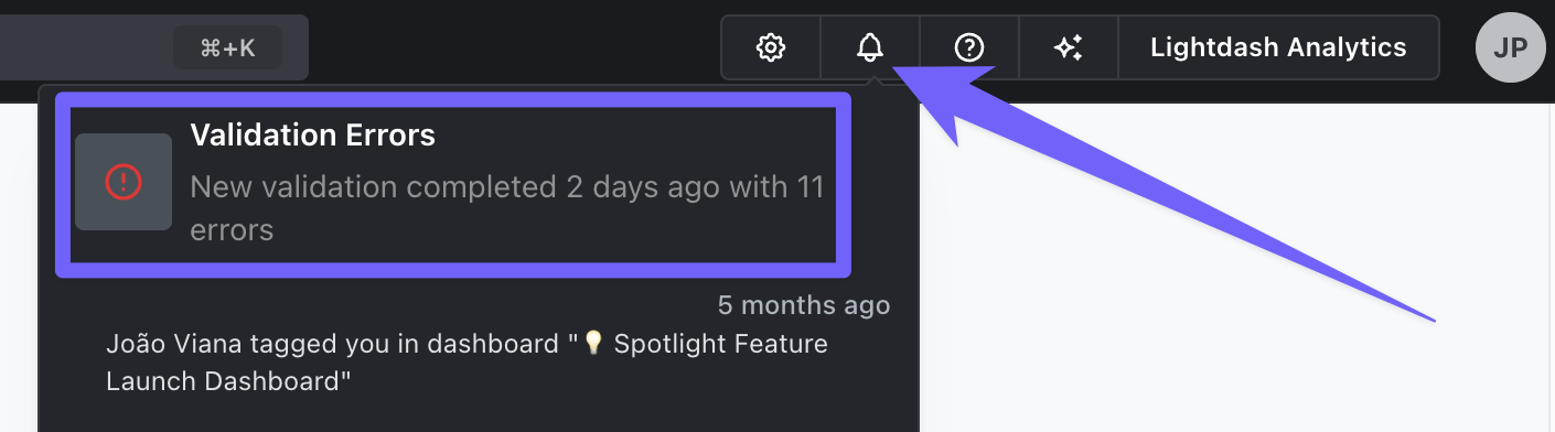 validation errors in nav bar