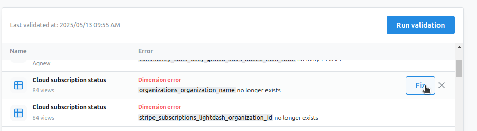 rename fix button