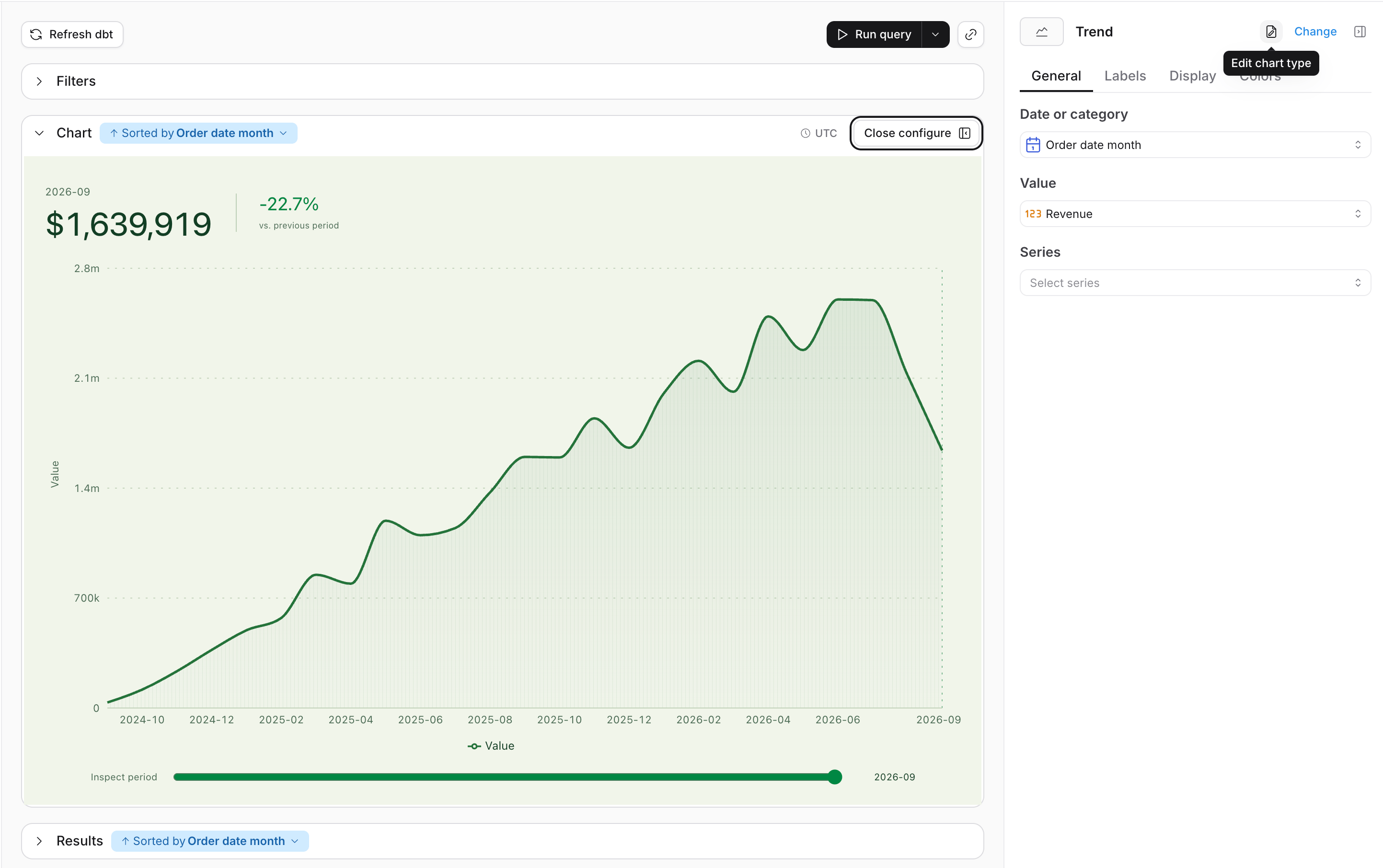Chart Studio, with the generated options panel, the sample-data preview, the version history, and the prompt bar